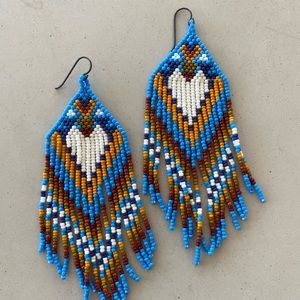 Anthropologie hands beaded Aztec earrings